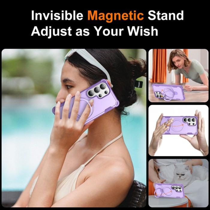 OEM - Mobilskal för Samsung Galaxy S26 Ultra Magnetiskt Kickstand TPU + PC - Lila