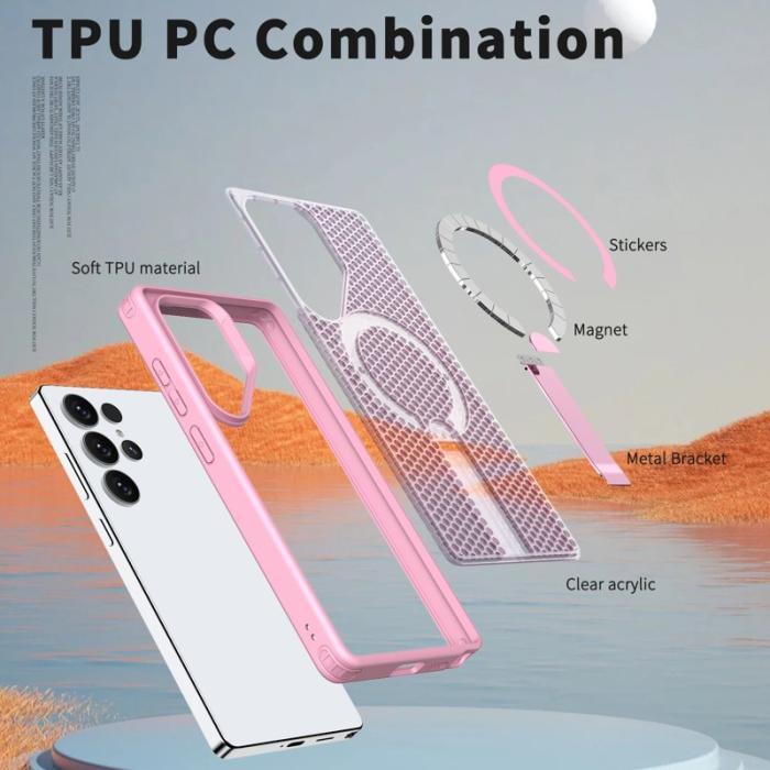 OEM - Mobilskal för Samsung Galaxy S26 Ultra Magnetiskt Kickstand TPU PC - Rosa