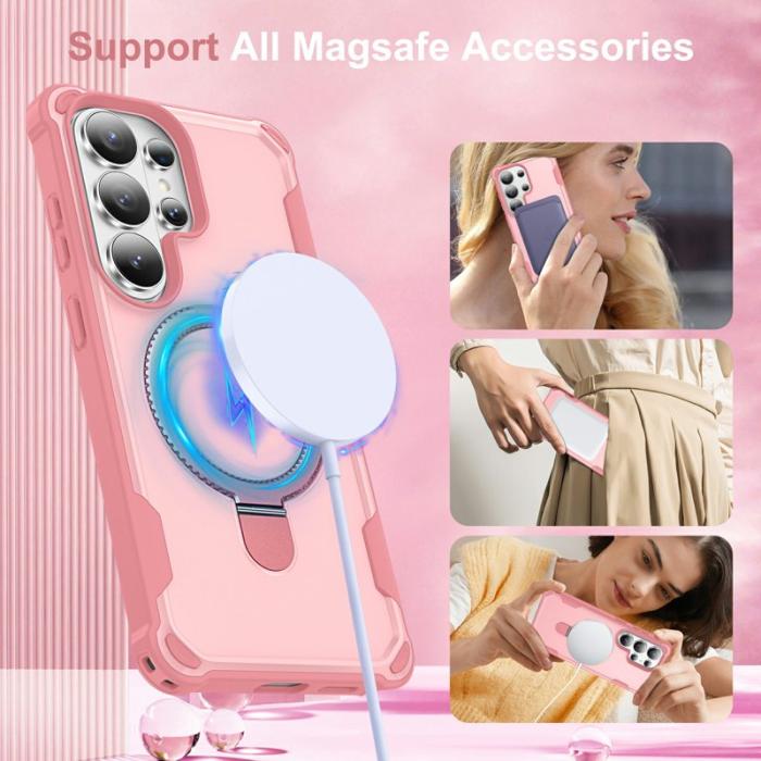 OEM - Mobilskal för Samsung Galaxy S26 Ultra Magnetiskt Kickstand TPU + PC - Rosa