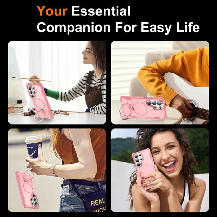 OEM - Mobilskal för Samsung Galaxy S26 Ultra Magnetiskt Kickstand TPU + PC - Rosa