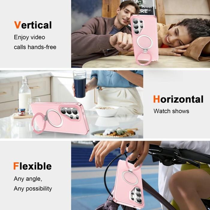OEM - Mobilskal för Samsung Galaxy S26 Ultra Magnetiskt Kickstand TPU + PC - Rosa