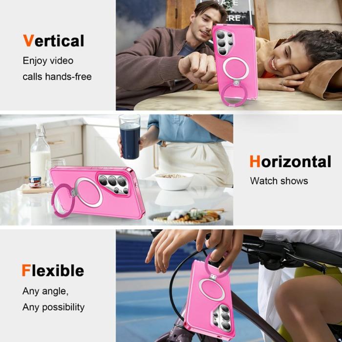 OEM - Mobilskal för Samsung Galaxy S26 Ultra Magnetiskt Kickstand TPU + PC - Rosa
