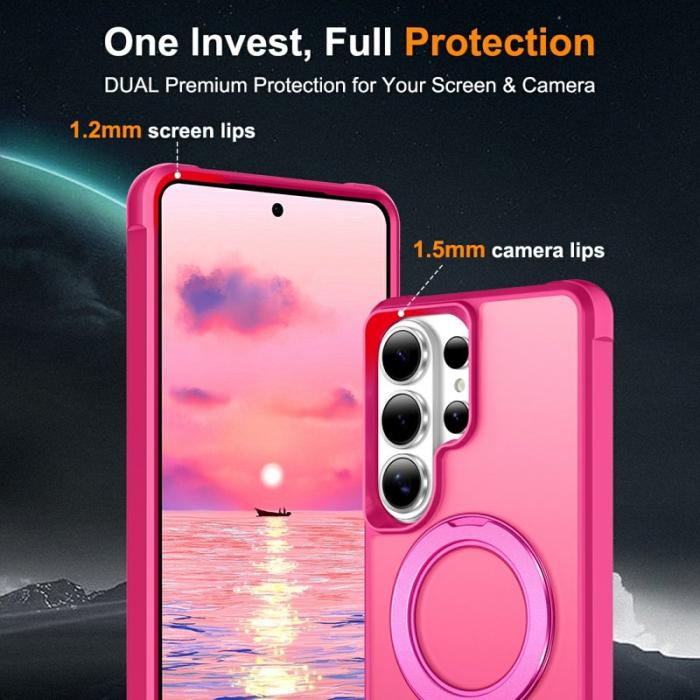 OEM - Mobilskal för Samsung Galaxy S26 Ultra Magnetiskt Kickstand TPU + PC - Rosa