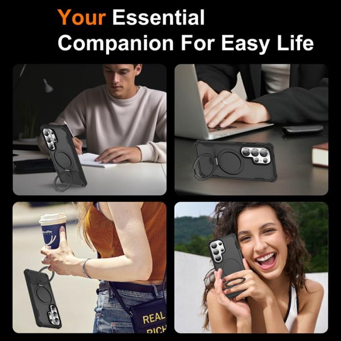 OEM - Mobilskal för Samsung Galaxy S26 Ultra Magnetiskt Kickstand TPU + PC - Svart