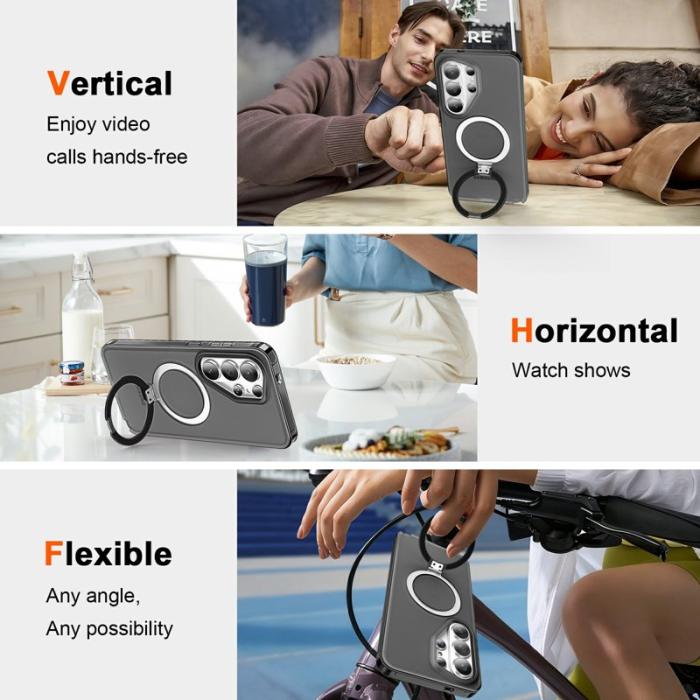 OEM - Mobilskal för Samsung Galaxy S26 Ultra Magnetiskt Kickstand TPU + PC - Svart