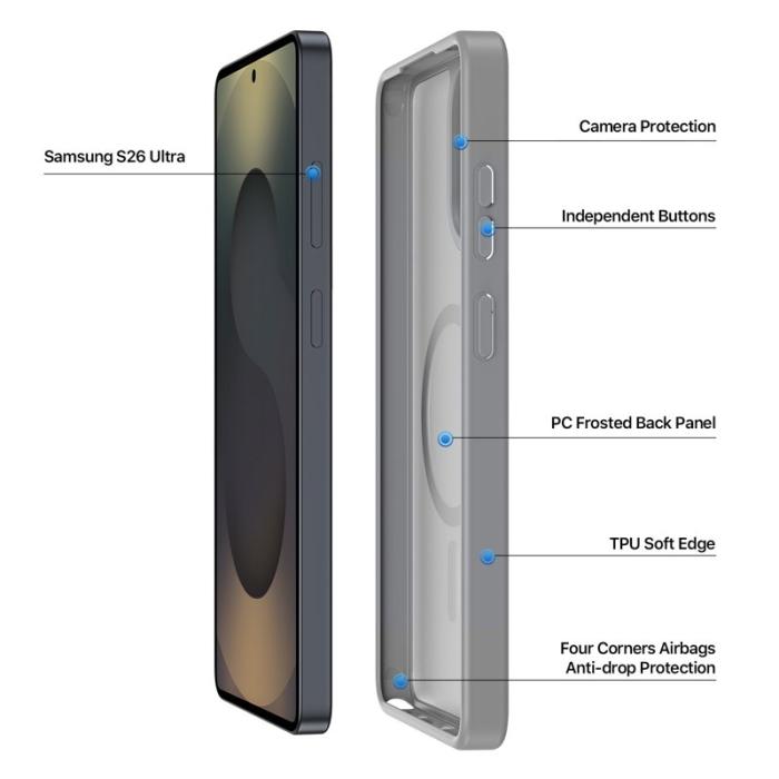 Dux Ducis - Dux Ducis Mobilskal för Samsung Galaxy S26 Ultra Magnetiskt PC + TPU - Grå