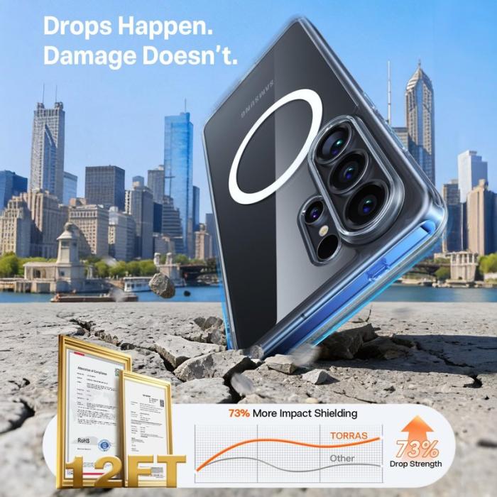 Torras - Torras Mobilskal för Samsung Galaxy S26 Ultra Magnetiskt PC + TPU - Transparent