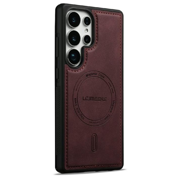 LC.imeeke - LC.IMEEKE Mobilskal för Samsung Galaxy S26 Ultra Magnetiskt Konstläder - Röd