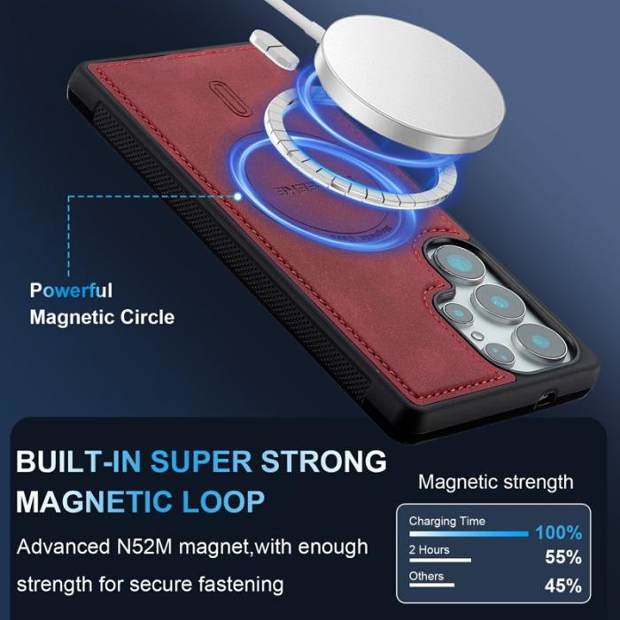 LC.imeeke - LC.IMEEKE Mobilskal för Samsung Galaxy S26 Ultra Magnetiskt Konstläder - Röd