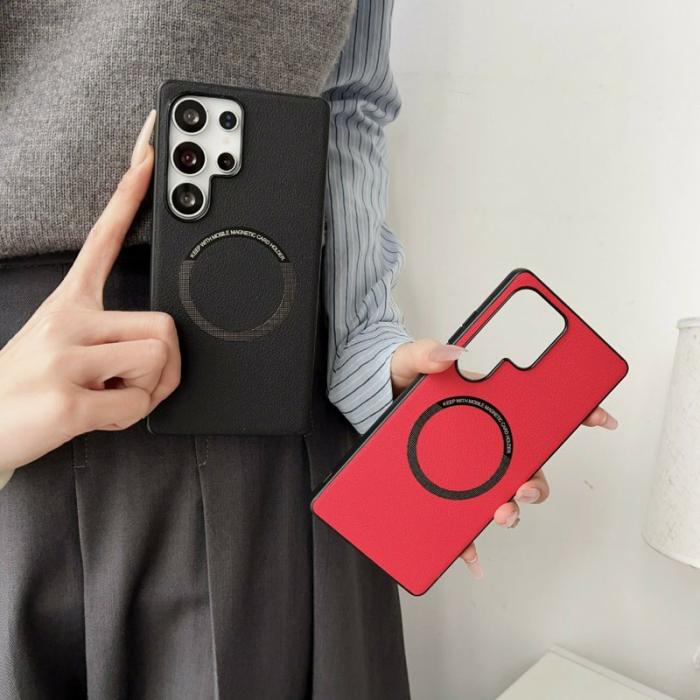 OEM - Mobilskal för Samsung Galaxy S26 Ultra Magnetiskt PU + PC - Svart