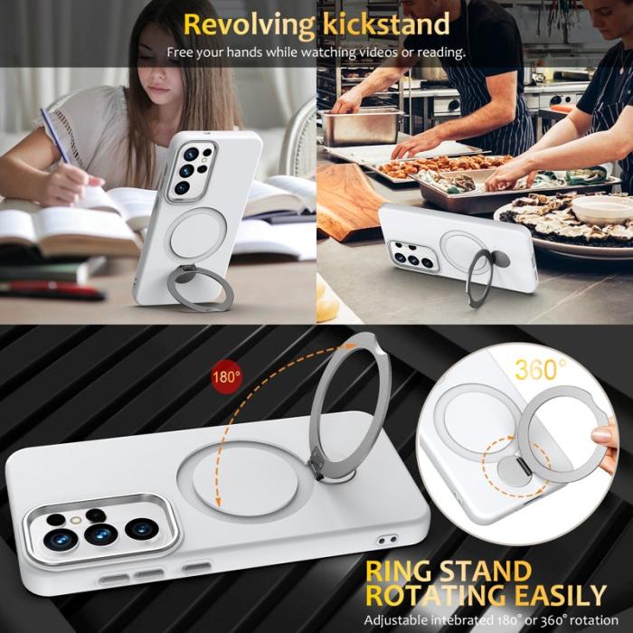 OEM - Mobilskal för Samsung Galaxy S26 Ultra Magnetiskt Ring Kickstand TPU + PC - Vit