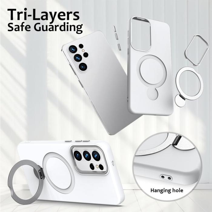 OEM - Mobilskal för Samsung Galaxy S26 Ultra Magnetiskt Ring Kickstand TPU + PC - Vit