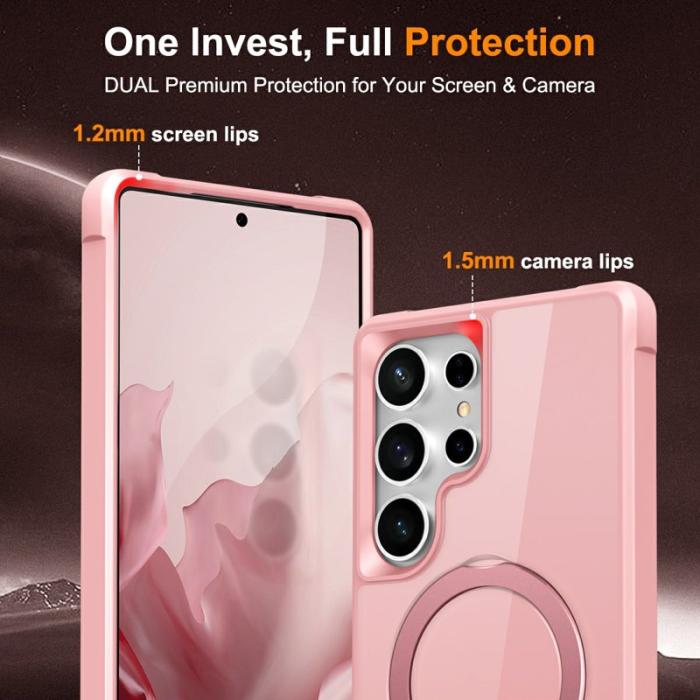 OEM - Mobilskal för Samsung Galaxy S26 Ultra Magnetiskt Ringhållare TPU + PC - Rosa