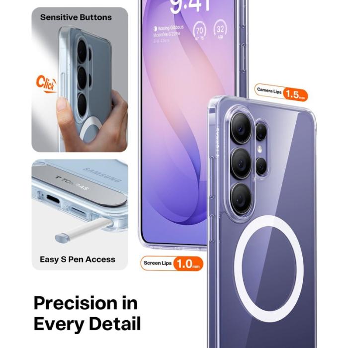 Torras - Torras Mobilskal för Samsung Galaxy S26 Ultra Magnetiskt TPU + PC - Transparent