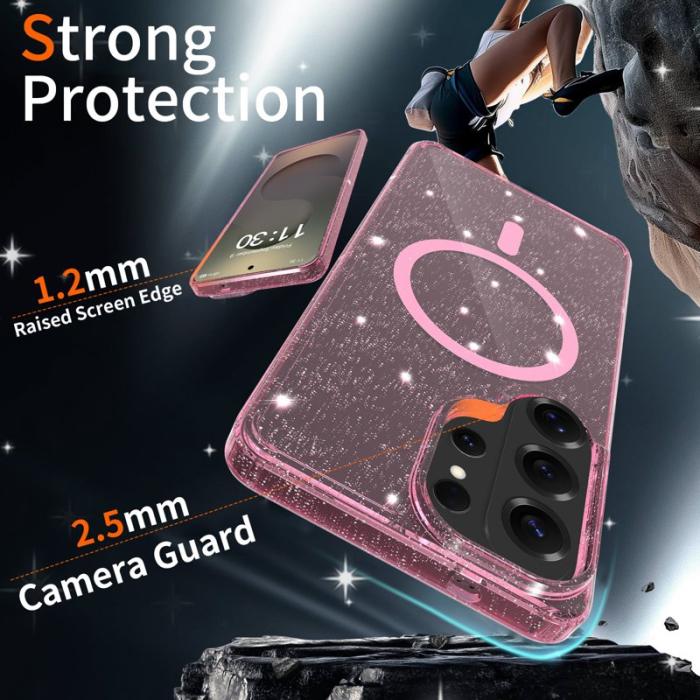 OEM - Mobilskal för Samsung Galaxy S26 Ultra Magnetiskt TPU PC - Transparent Rosa