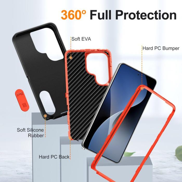 OEM - Mobilskal för Samsung Galaxy S26 Ultra PC + Silikon Anti-Drop Kickstand - Svart