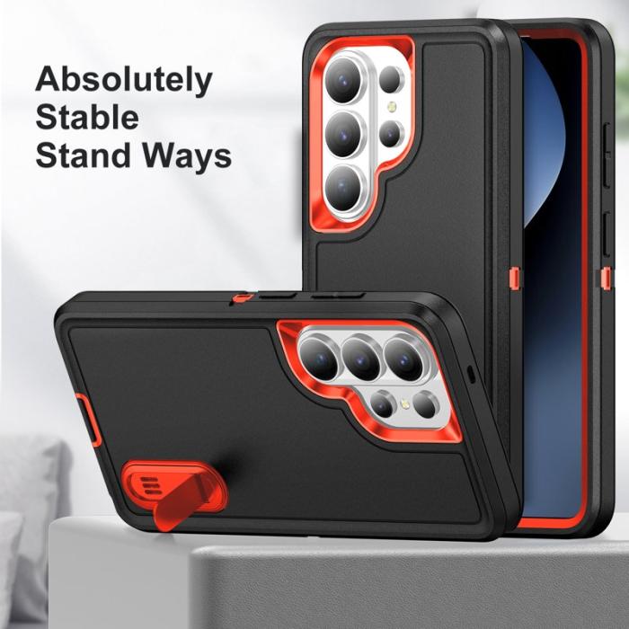 OEM - Mobilskal för Samsung Galaxy S26 Ultra PC + Silikon Anti-Drop Kickstand - Svart