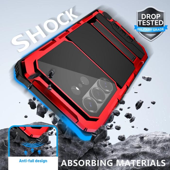 R-JUST - R-JUST Mobilskal för Samsung Galaxy S26 Ultra PC + Silikon Kickstand - Röd