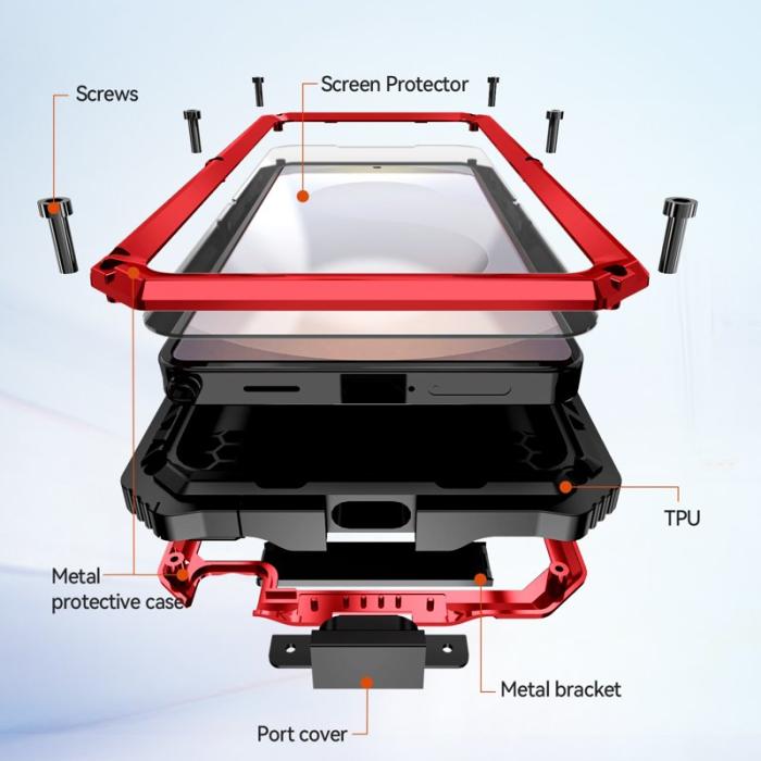 R-JUST - R-JUST Mobilskal för Samsung Galaxy S26 Ultra PC + Silikon Kickstand - Röd