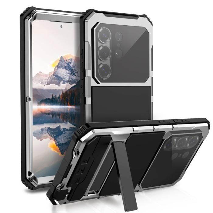 R-JUST - R-JUST Mobilskal för Samsung Galaxy S26 Ultra PC + Silikon Kickstand - Silver