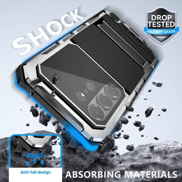 R-JUST - R-JUST Mobilskal för Samsung Galaxy S26 Ultra PC + Silikon Kickstand - Silver