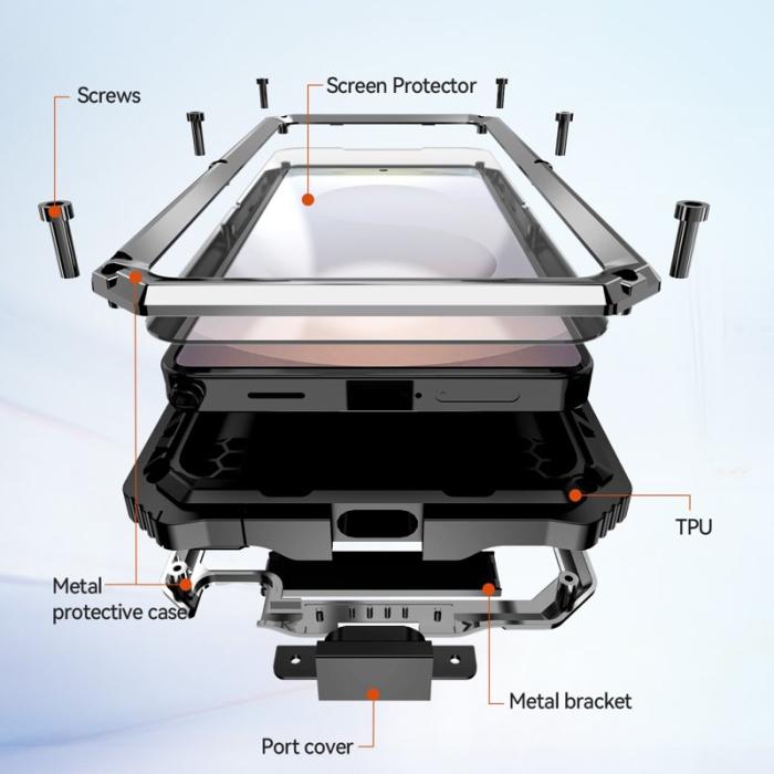 R-JUST - R-JUST Mobilskal för Samsung Galaxy S26 Ultra PC + Silikon Kickstand - Silver