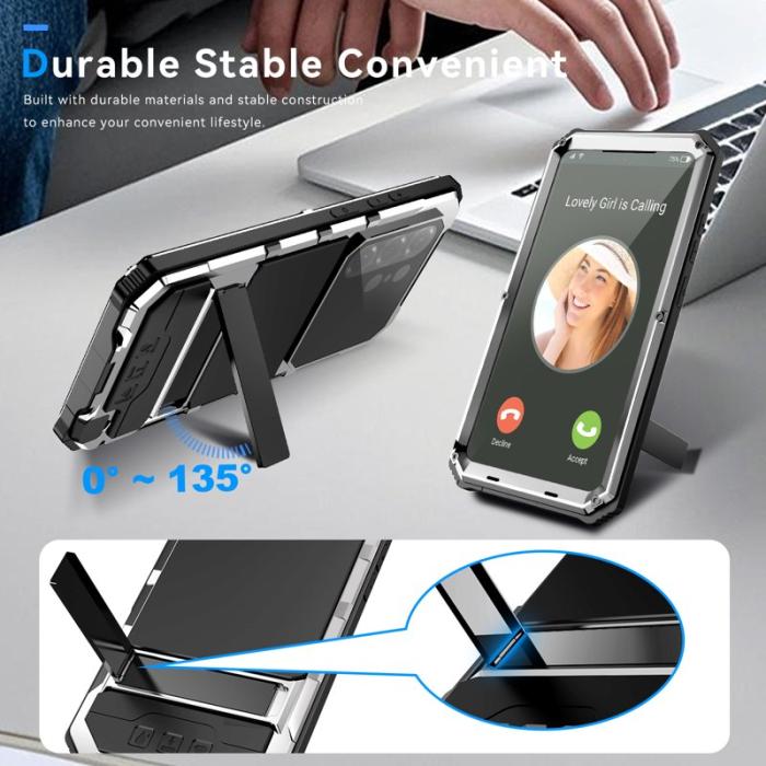 R-JUST - R-JUST Mobilskal för Samsung Galaxy S26 Ultra PC + Silikon Kickstand - Silver