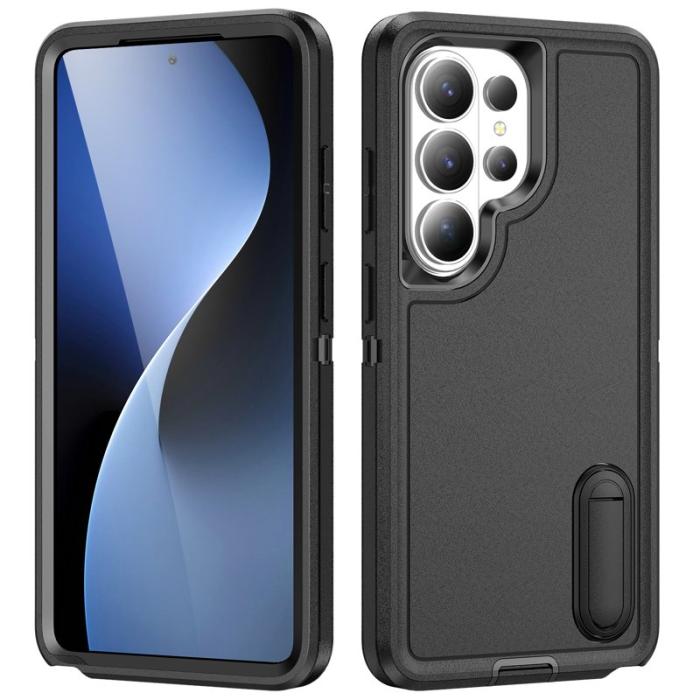 OEM - Mobilskal för Samsung Galaxy S26 Ultra PC + Silikon Kickstand - Svart