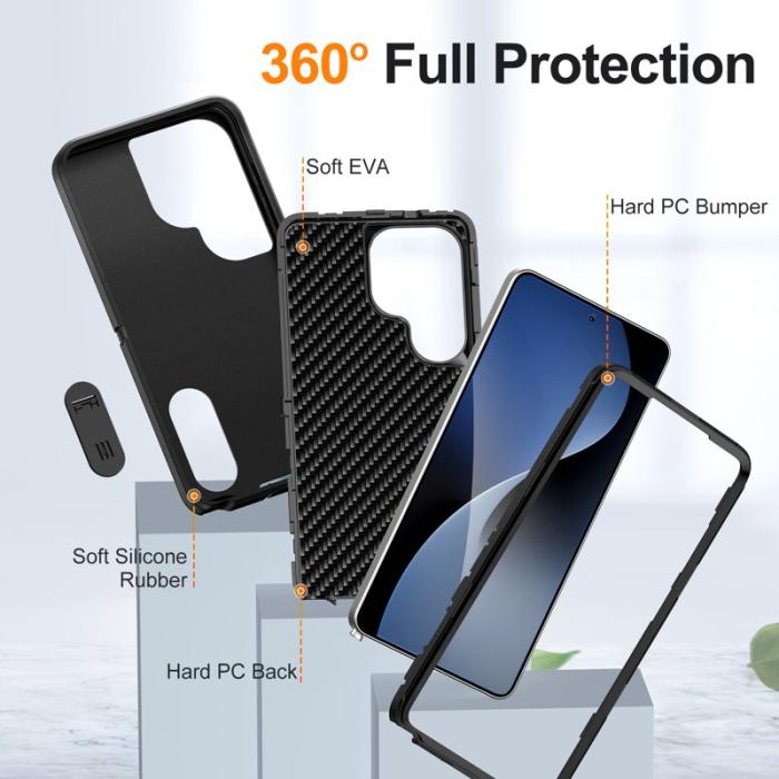 OEM - Mobilskal för Samsung Galaxy S26 Ultra PC + Silikon Kickstand - Svart