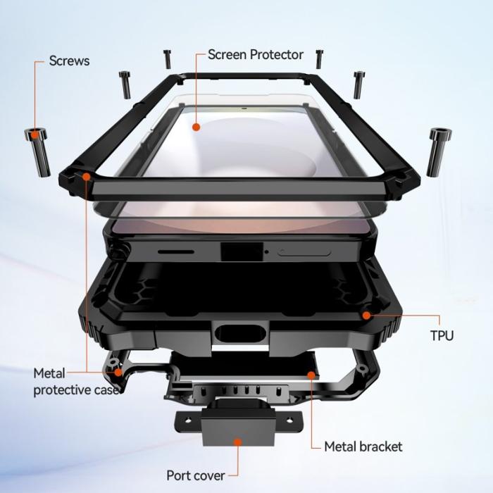 R-JUST - R-JUST Mobilskal för Samsung Galaxy S26 Ultra PC + Silikon Kickstand - Svart