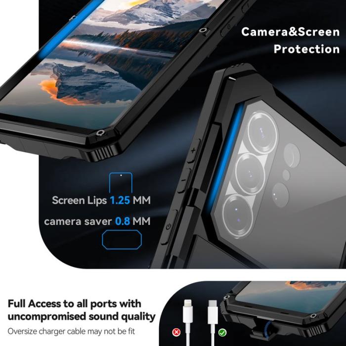 R-JUST - R-JUST Mobilskal för Samsung Galaxy S26 Ultra PC + Silikon Kickstand - Svart