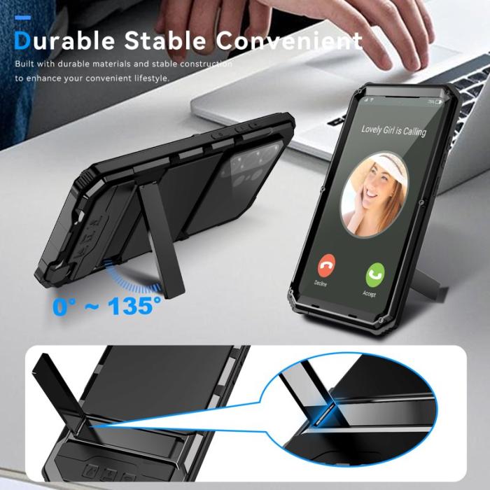 R-JUST - R-JUST Mobilskal för Samsung Galaxy S26 Ultra PC + Silikon Kickstand - Svart