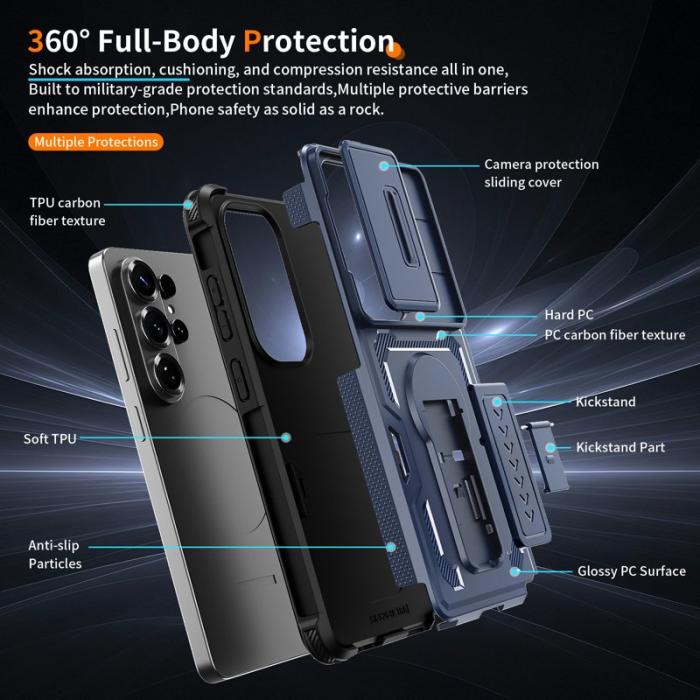 OEM - Mobilskal för Samsung Galaxy S26 Ultra PC + TPU Kickstand - Blå