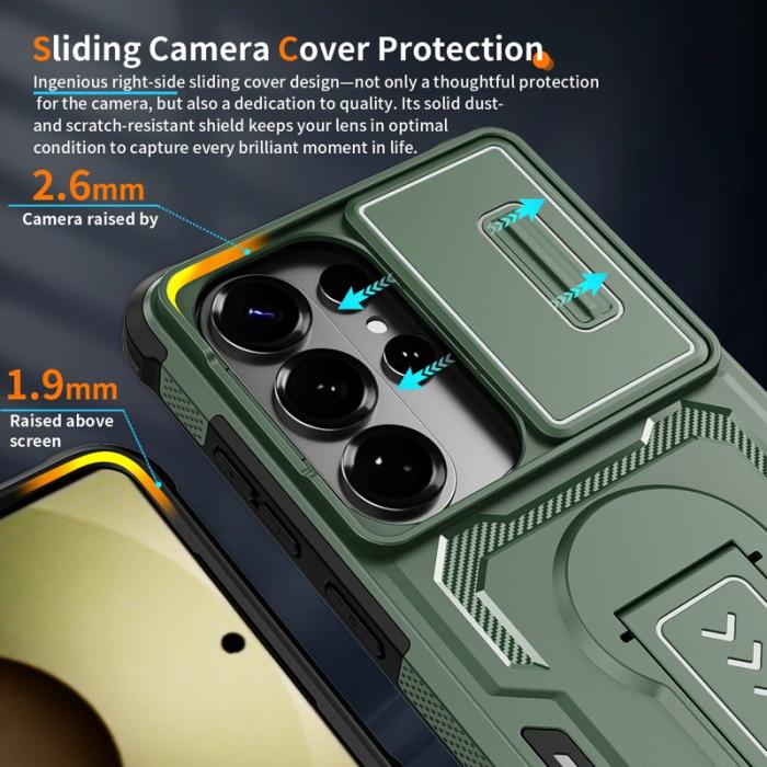 OEM - Mobilskal för Samsung Galaxy S26 Ultra PC + TPU Kickstand - Grön