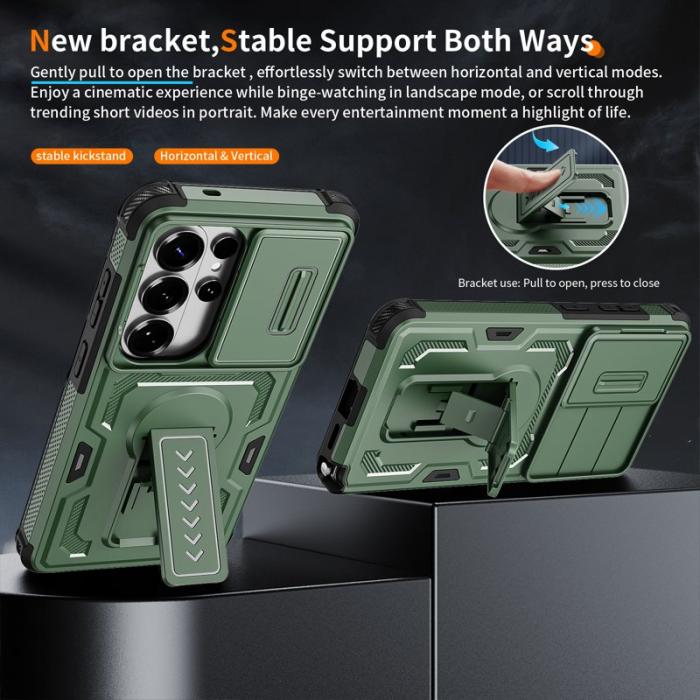 OEM - Mobilskal för Samsung Galaxy S26 Ultra PC + TPU Kickstand - Grön