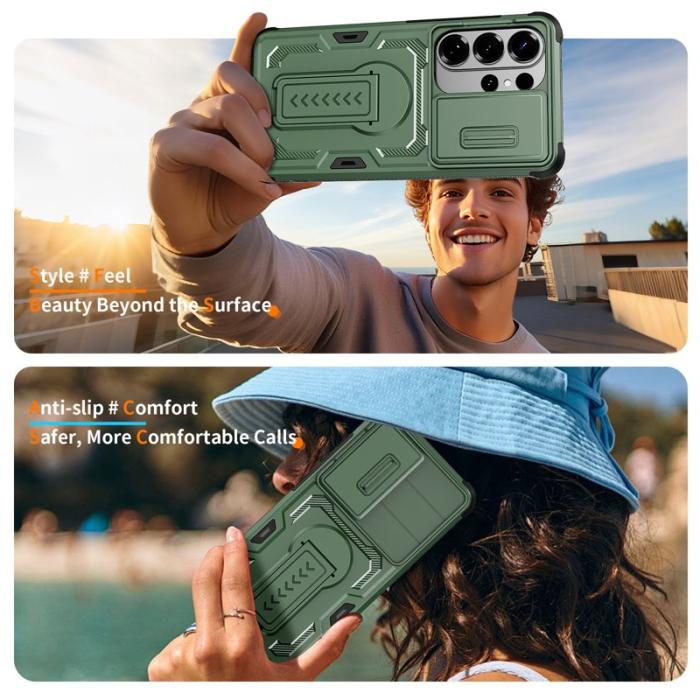 OEM - Mobilskal för Samsung Galaxy S26 Ultra PC + TPU Kickstand - Grön