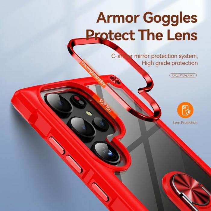 OEM - Mobilskal för Samsung Galaxy S26 Ultra PC + TPU Kickstand - Röd