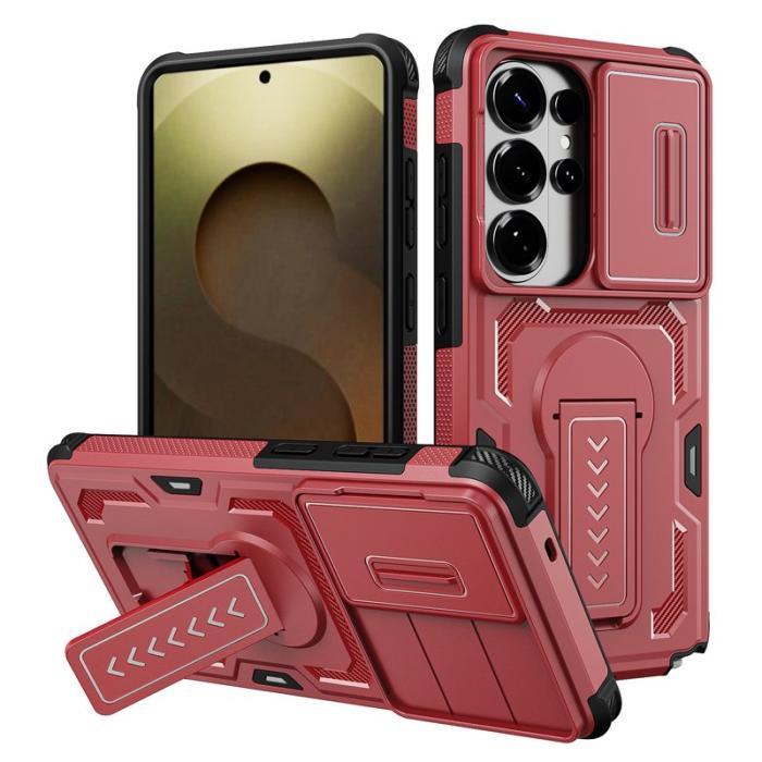 OEM - Mobilskal för Samsung Galaxy S26 Ultra PC + TPU Kickstand - Röd