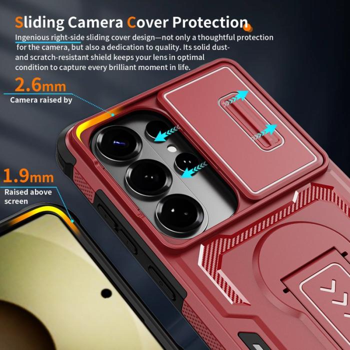 OEM - Mobilskal för Samsung Galaxy S26 Ultra PC + TPU Kickstand - Röd