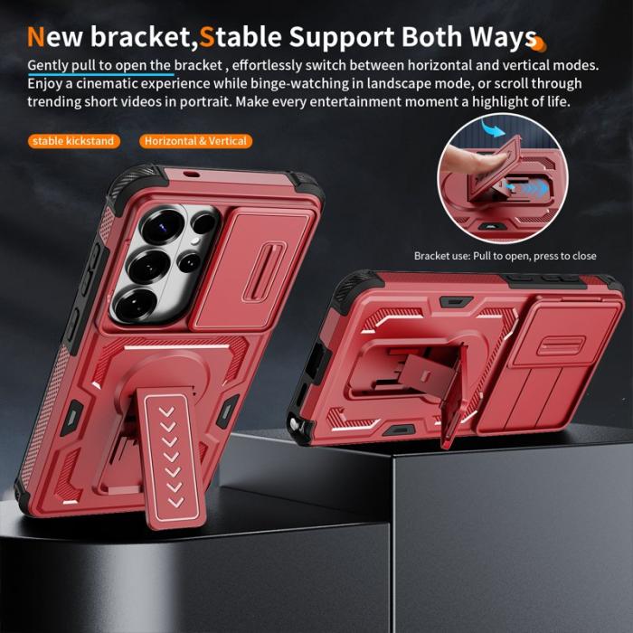 OEM - Mobilskal för Samsung Galaxy S26 Ultra PC + TPU Kickstand - Röd