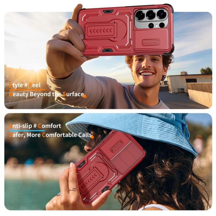 OEM - Mobilskal för Samsung Galaxy S26 Ultra PC + TPU Kickstand - Röd