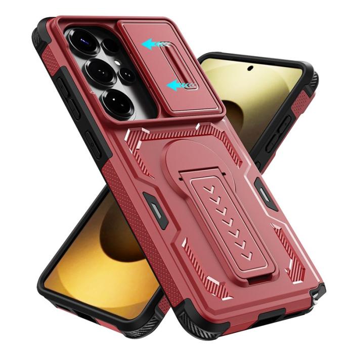 OEM - Mobilskal för Samsung Galaxy S26 Ultra PC + TPU Kickstand - Röd