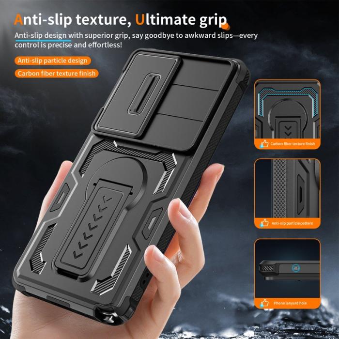 OEM - Mobilskal för Samsung Galaxy S26 Ultra PC + TPU Kickstand - Svart