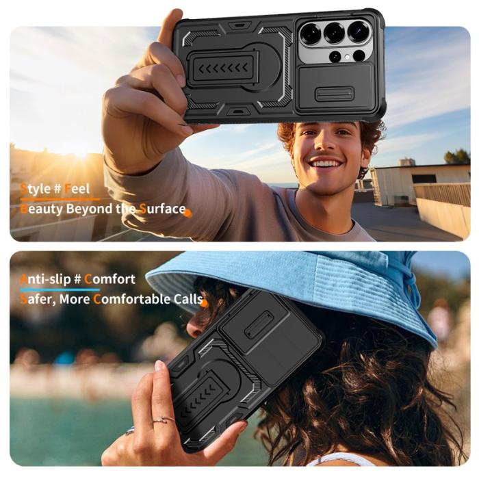 OEM - Mobilskal för Samsung Galaxy S26 Ultra PC + TPU Kickstand - Svart