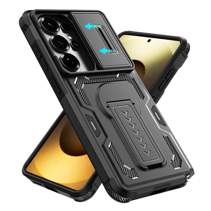 OEM - Mobilskal för Samsung Galaxy S26 Ultra PC + TPU Kickstand - Svart