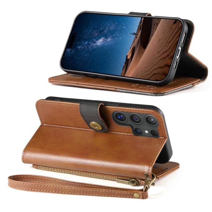 OEM - Mobilskal för Samsung Galaxy S26 Ultra TPU + Konstläder - Brun