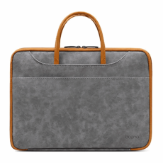 Baona - Baona Datorfodral 14" L&auml;der - Gr&aring;/Brun