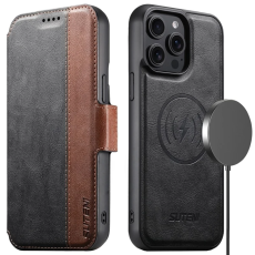 SUTENI - SUTENI iPhone 16 Pro Max Plånboksfodral Magsafe Cowhide - Svart