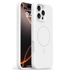 A-One Brand - iPhone 16 Pro Max Mobilskal MagSafe Liquid Silikon Microfiber - Vit