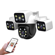 ESCAM - ESCAM WiFi-Säkerhetskamera 3 x 4MP Objektiv Rörelsedetekteringslarm - US-kontakt